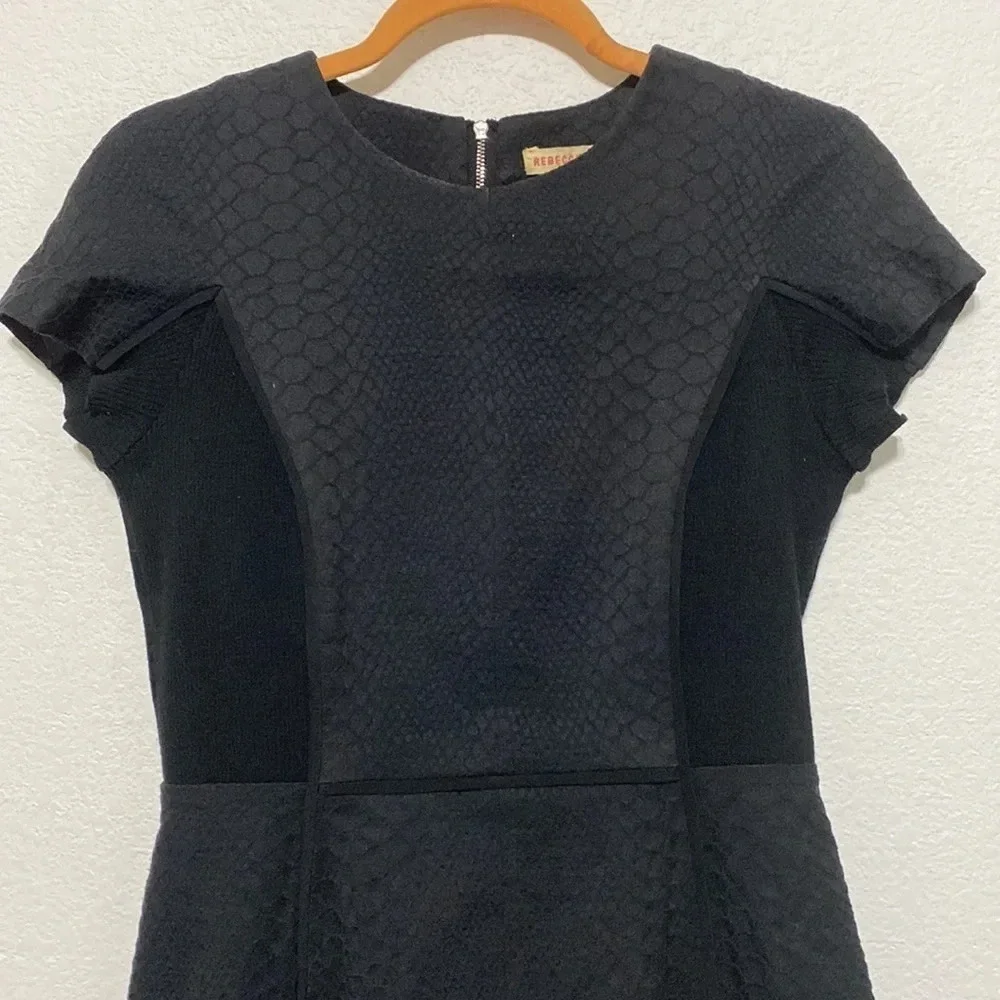 Rebecca Taylor Short Sleeve Snake Jacquard Fit and Flare Knit Dress Size 4